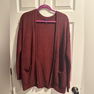 Red cardigan